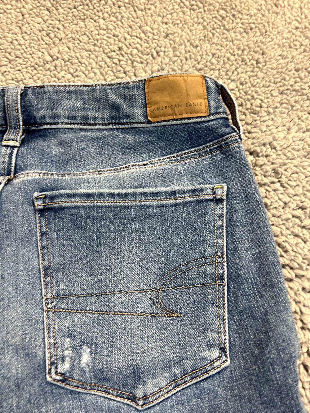 American Eagle Jeans Women's 6 Short Blue High-Rise Jegging Distressed (0845)